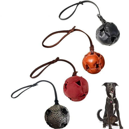 Leather Dog Training Ball Heavy Duty Dog Toy